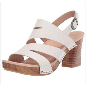 Dansko Ashlee Women's Ivory Calf Leather Heeled Sandals Sz 42/US 10